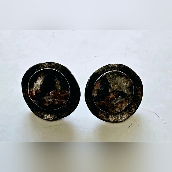 Vintage Chicos hammered brutaliat disks premium alloy post earrings, luxury - Picture 1 of 5